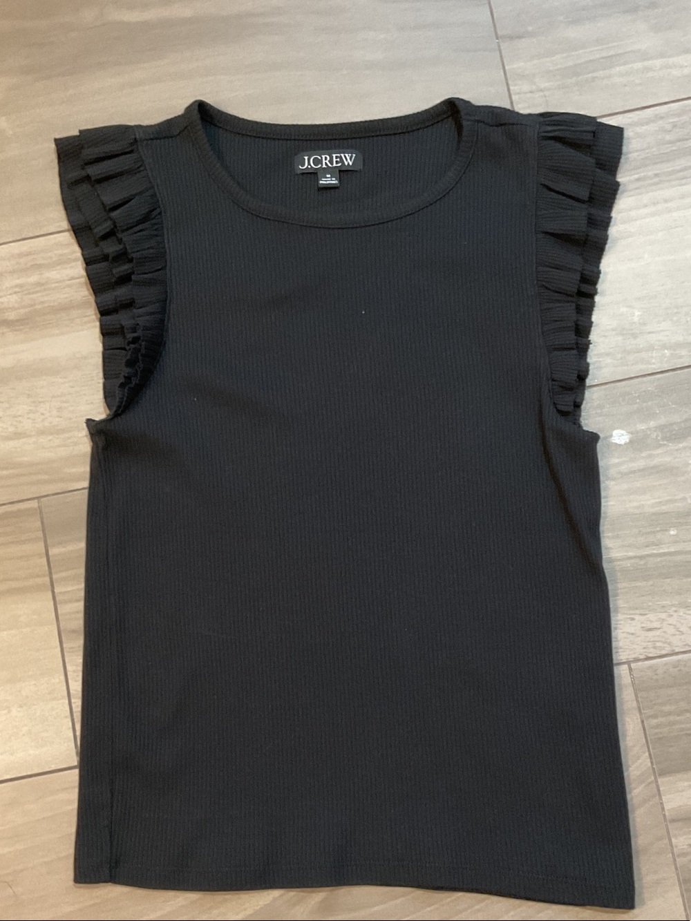 J.Crew Black Ribbed Top - Picture 1 of 4